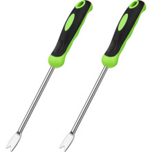 Manual weeding tool with ergonomic handle for horticultural weeding, stainless steel garden lawn and farmland transplant plant tool (2 forks)