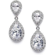 Cubic Zirconia Teardrop Bridal Earrings, Rhinestone Dangle Earrings for Wedding Prom Anniversary