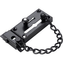 Door lock, door latch with anti-theft chain, chain door protection device with sliding lockheavy-duty chain lock for inner doorwith 6 screws (black)