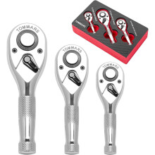 Stubby Ratchet Set, 1/4", 3/8", 1/2" Drive Ratchet Handle Wrench 72-Tooth Quick-Release Reversible