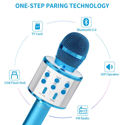 Karaoke microphone with speaker - Blue 2