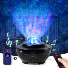 Galaxy Star Projector with Bluetooth Speaker – 10 Colors, 360 Sky Projection, Remote, Voice-Activated Lighting, Auto-Off 4h, TF Card/USB