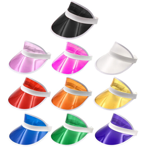10pcs Sun Visor Hats Unisex Candy Color Adjustable Clear Hat