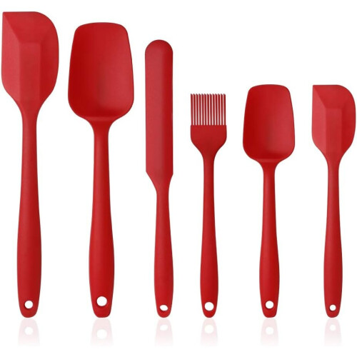 Silicone Spatulas Spoons Set, 6Pcs Silicone Kitchen Utensils Red 1