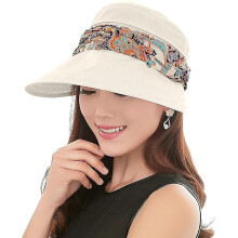Women 2 in 1 Foldable Sun Hat With Neck Flap (Beige)