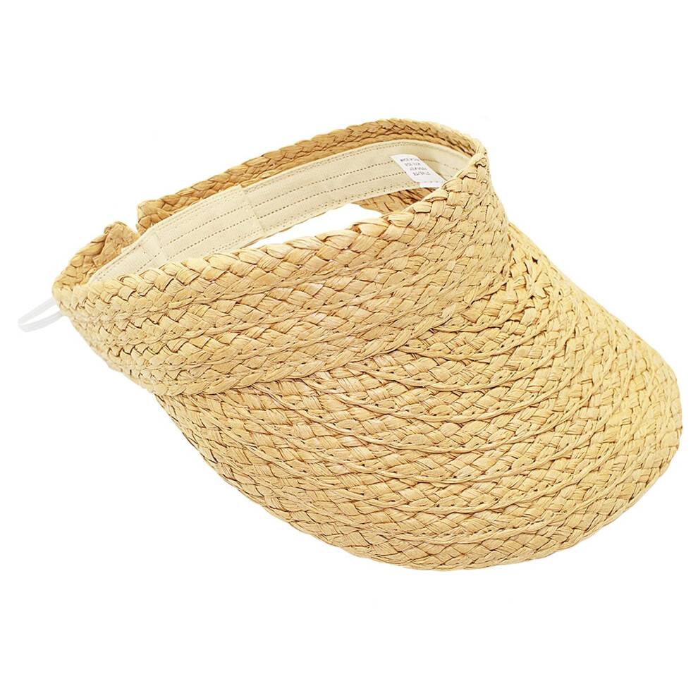 Sun Visor Hat for Women, Rollable Adjustable Ponytail Cap Khaki