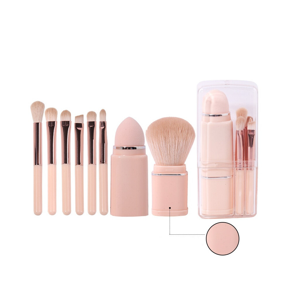 Gopatriot Memory 8Pcs Travel Makeup Brush Set Mini Complete Function Retractable
