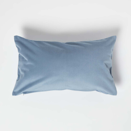 Homescapes (Blue, 30 x 50 cm) Velvet Cushion 2