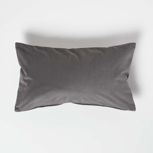 Homescapes (Grey, 30 x 50 cm) Velvet Cushion 2