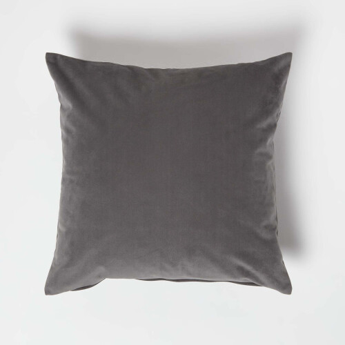 Homescapes (Grey, 45 x 45 cm) Velvet Cushion 2