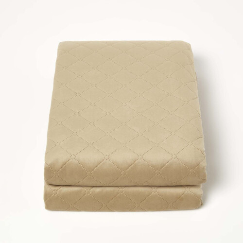 Homescapes (Beige) Diamond Quilted Velvet Throw 2