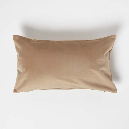 Homescapes (Beige, 30 x 50 cm) Velvet Cushion