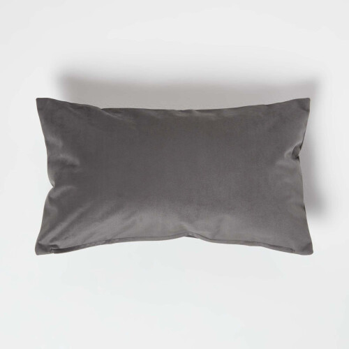 Homescapes (Grey, 30 x 50 cm) Velvet Cushion