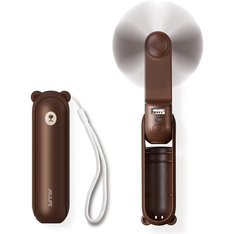 Mini Portable Fan, 3 In 1 Handheld Fan, Rechargeable Pocket Fan, Battery Operated Fan [14-21 Hours Working] With Power Bank, Flashlight Function 7042558907700
