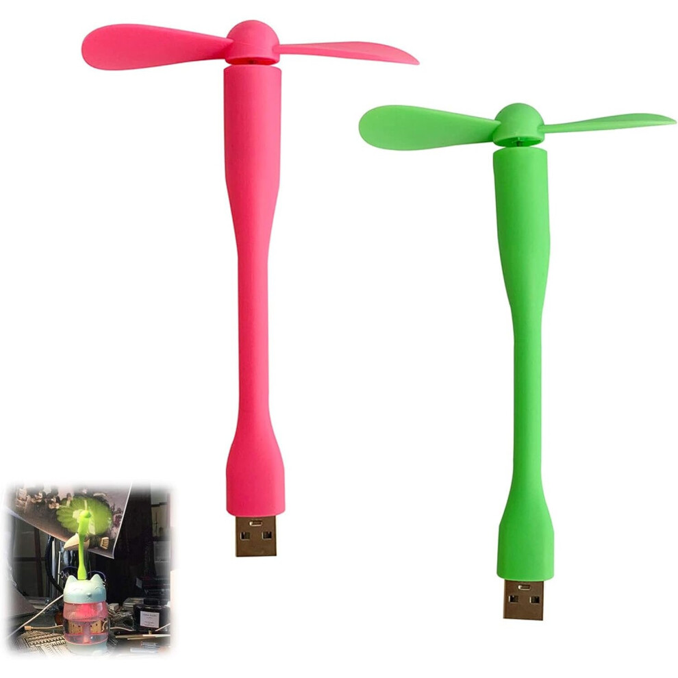 Usb Fans, Small Fan, Usb Small Fan, 2 Pcs Portable Usb Fan, 360Â¡Ã£ Adjustable Usb Fan, Silent Fan, Usb Rechargeable Handheld Fanpink+ Green 7042558907748