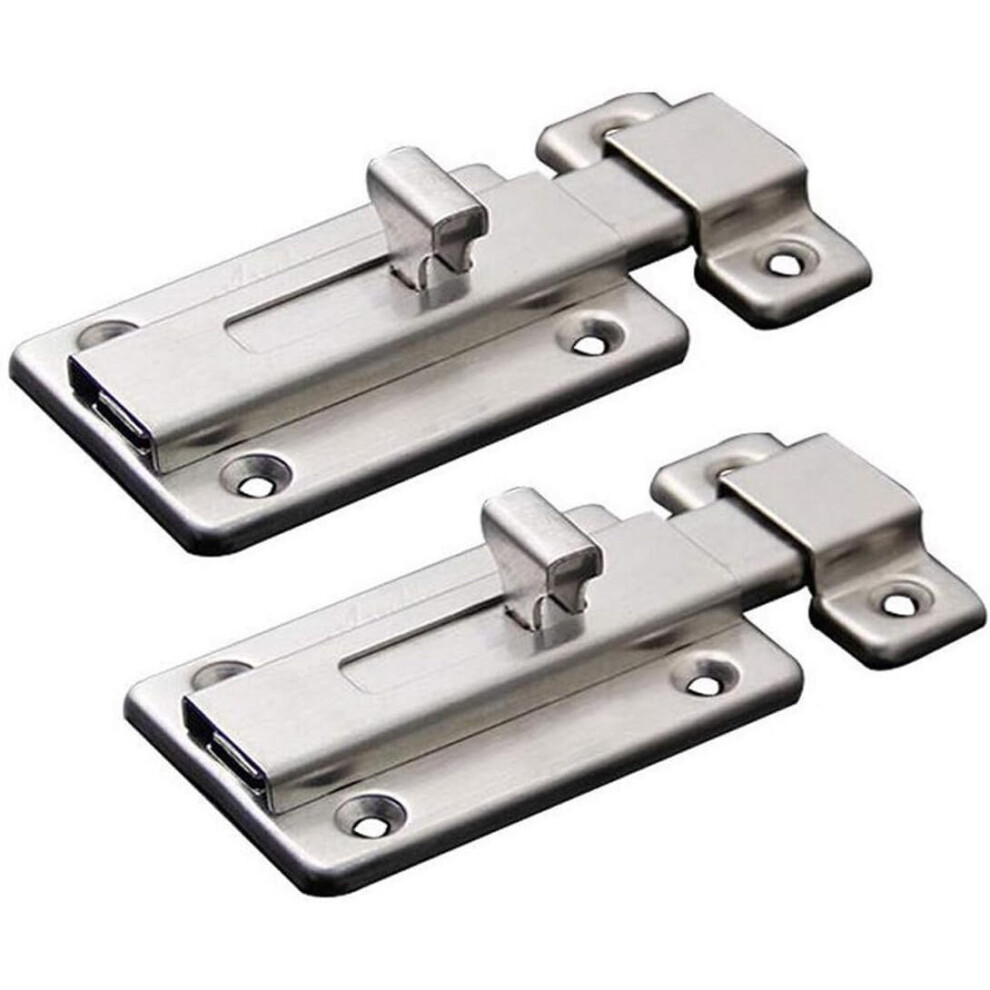 Door Bolts, 2 Pieces Stainless Steel Latch Sliding Door Lock, Surface Mounted Slide Bolt for All Types of Internal Doors