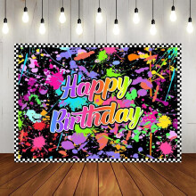 Birthday Photography Background Colorful Graffiti Splash Painting Party Background Happy Birthday Theme Black Light Party Dress