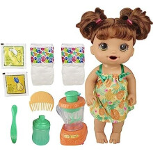 Baby Alive Magical Mixer Baby Doll Tropical Treat with Blender Accessories, Drinks, Wets, Eats, Brown Hair Toy for Children Aged 3 and Up