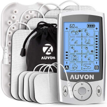 AUVON Dual Channel TENS Machine for Pain Relief, TENS Unit Muscle Stimulator with 20 Modes, 2" and 2"x4" TENS Pads Replacement