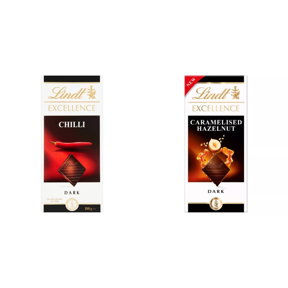 2 Lindt Dark Chilli + 2 Lindt Dark Caramelised Hazelnut