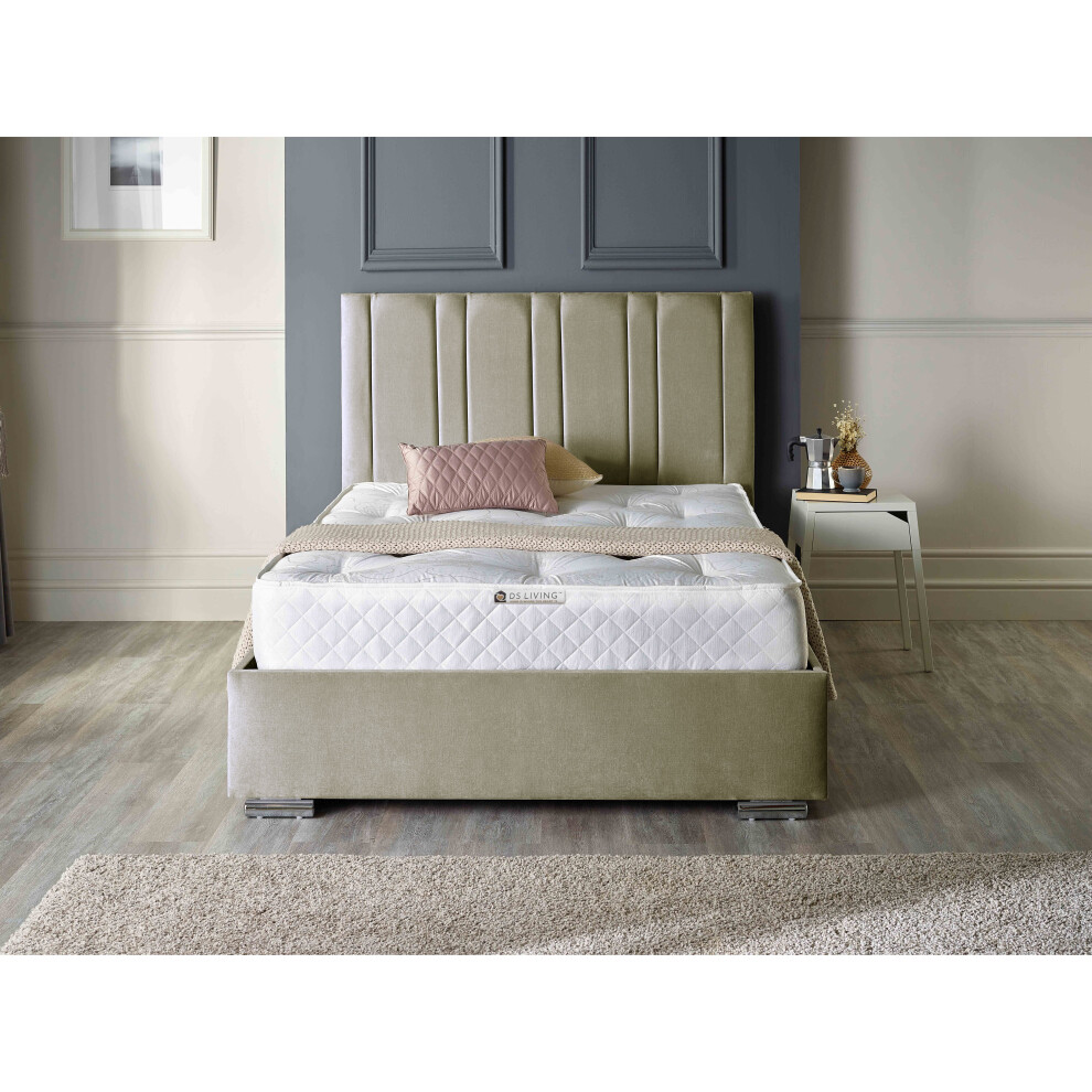 (5FT KING, SOFT GREY) Lilly Upholstered Soft Velvet Bed Frame