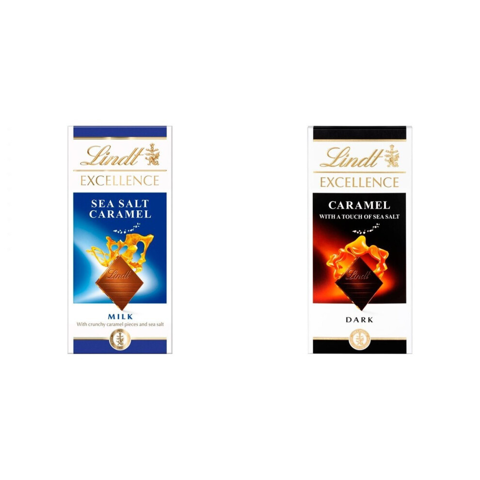 2 Lindt Sea Salt Caramel Milk + 2 Lindt Dark Caramel & Sea Salt