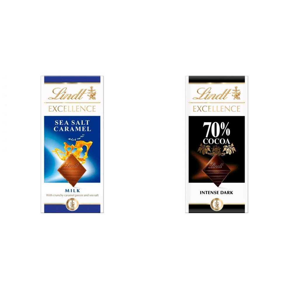 2 Lindt Sea Salt Caramel Milk + 2 Lindt Dark 70%