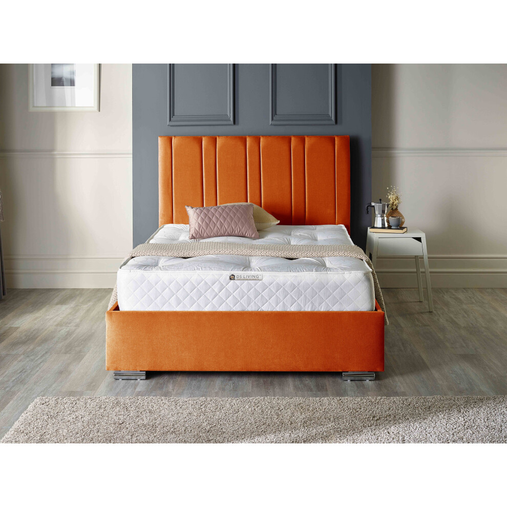 (5FT KING, BURNT ORANGE) Lilly Upholstered Soft Velvet Bed Frame