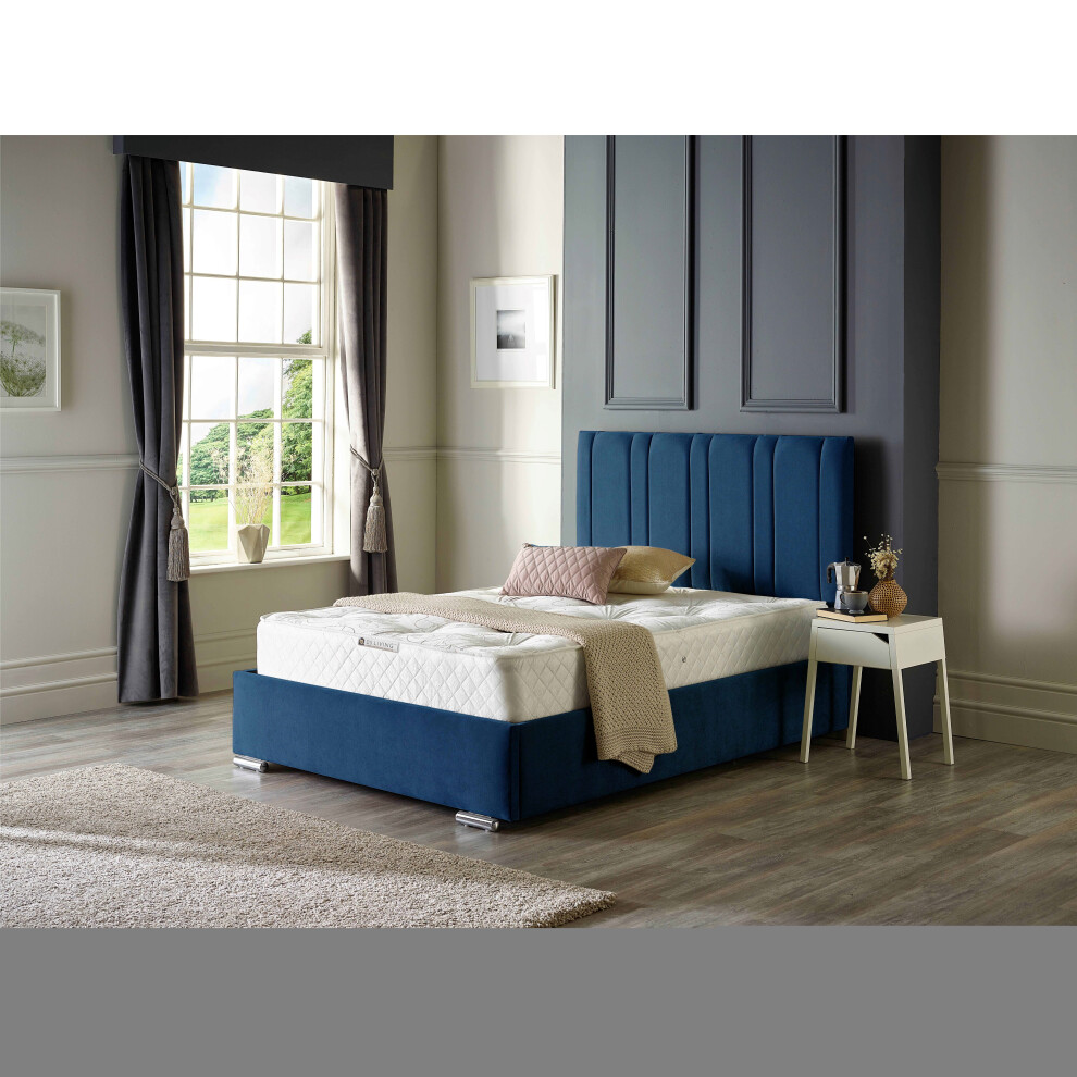 (6FT SUPER KING, ROYAL BLUE) Lilly Upholstered Soft Velvet Bed Frame