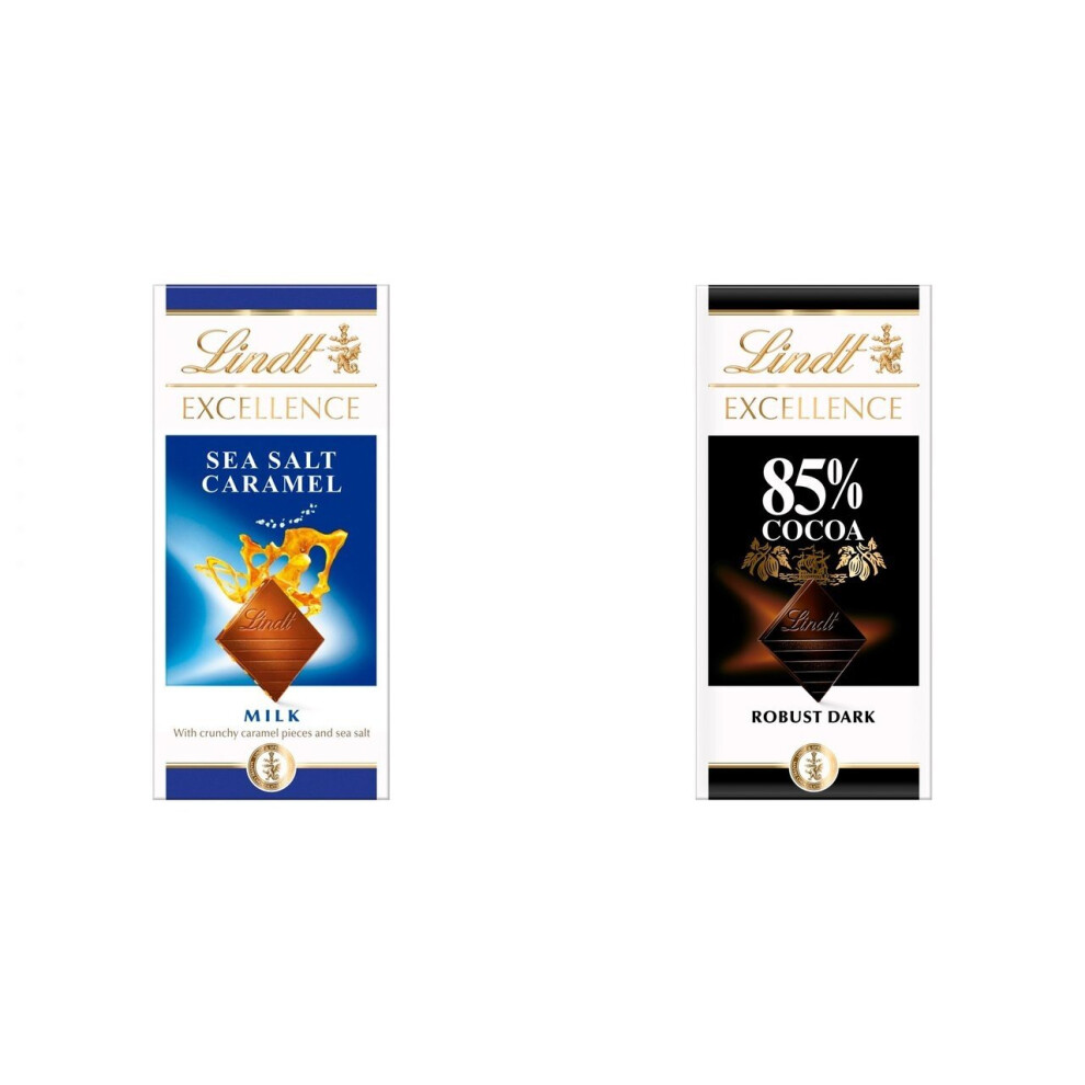 2 Lindt Sea Salt Caramel Milk + 2 Lindt Dark 85%