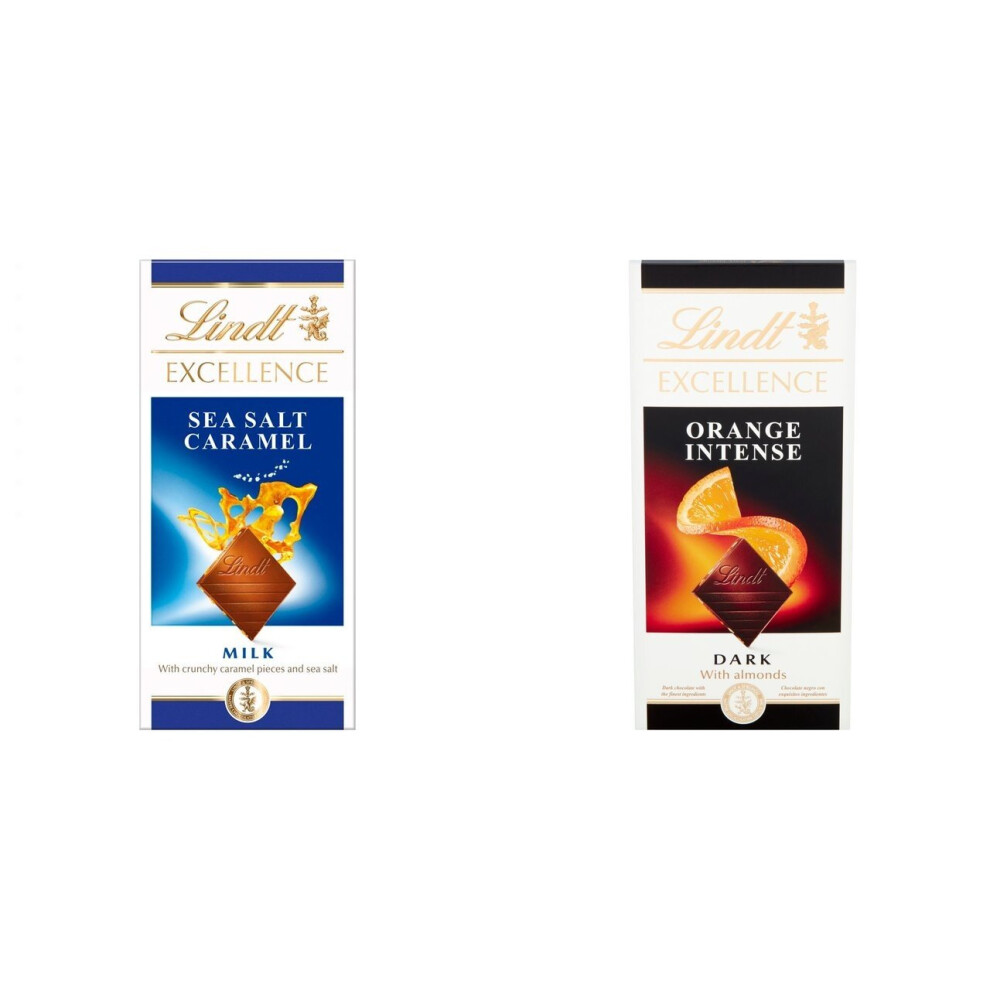 2 Lindt Sea Salt Caramel Milk + 2 Lindt Intense Orange