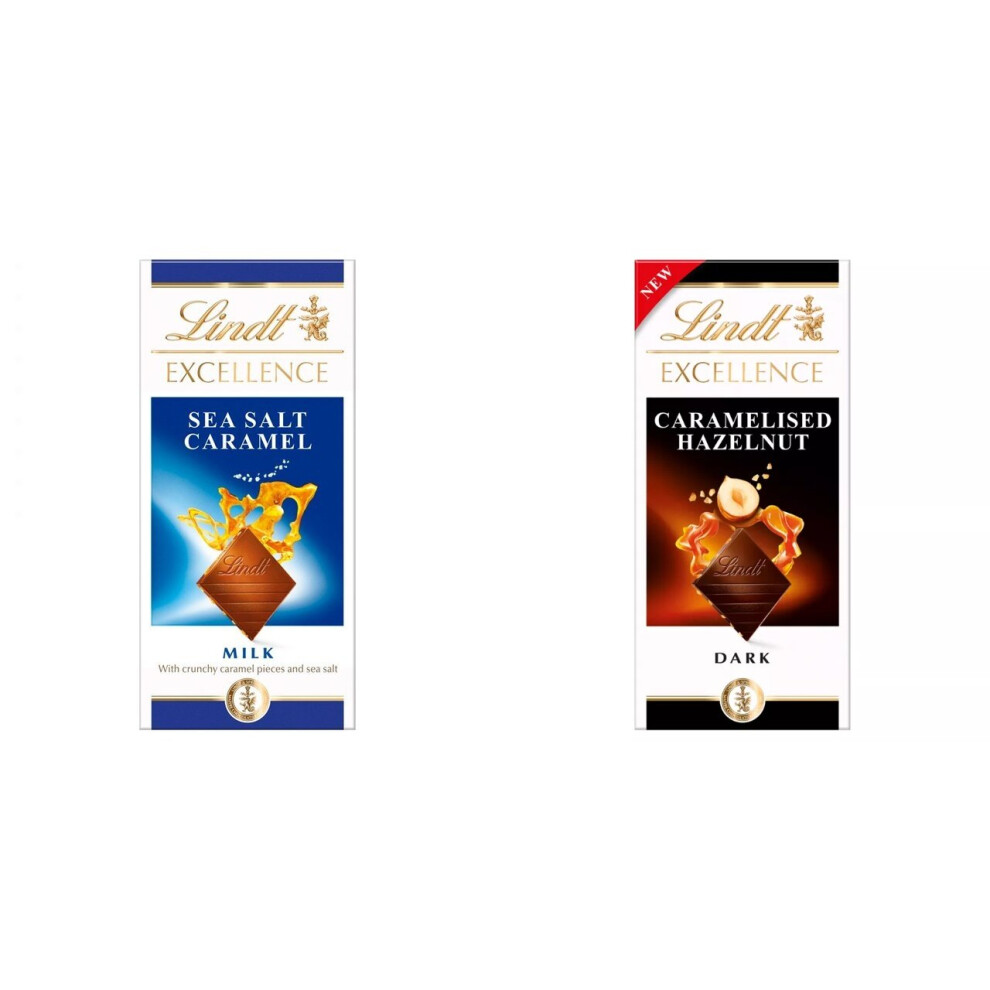 2 Lindt Sea Salt Caramel Milk + 2 Lindt Dark Caramelised Hazelnut