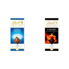 2 Lindt Extra Creamy + 2 Lindt Dark Caramel & Sea Salt