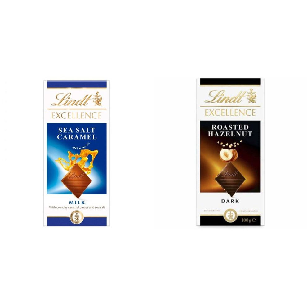 2 Lindt Sea Salt Caramel Milk + 2 Lindt Dark Roasted Hazelnut