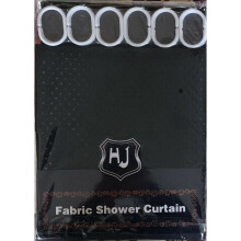 (Black) Shower Curtain Polyester Fabric Waterproof Bathroom Curtain Diamond Design Hooks