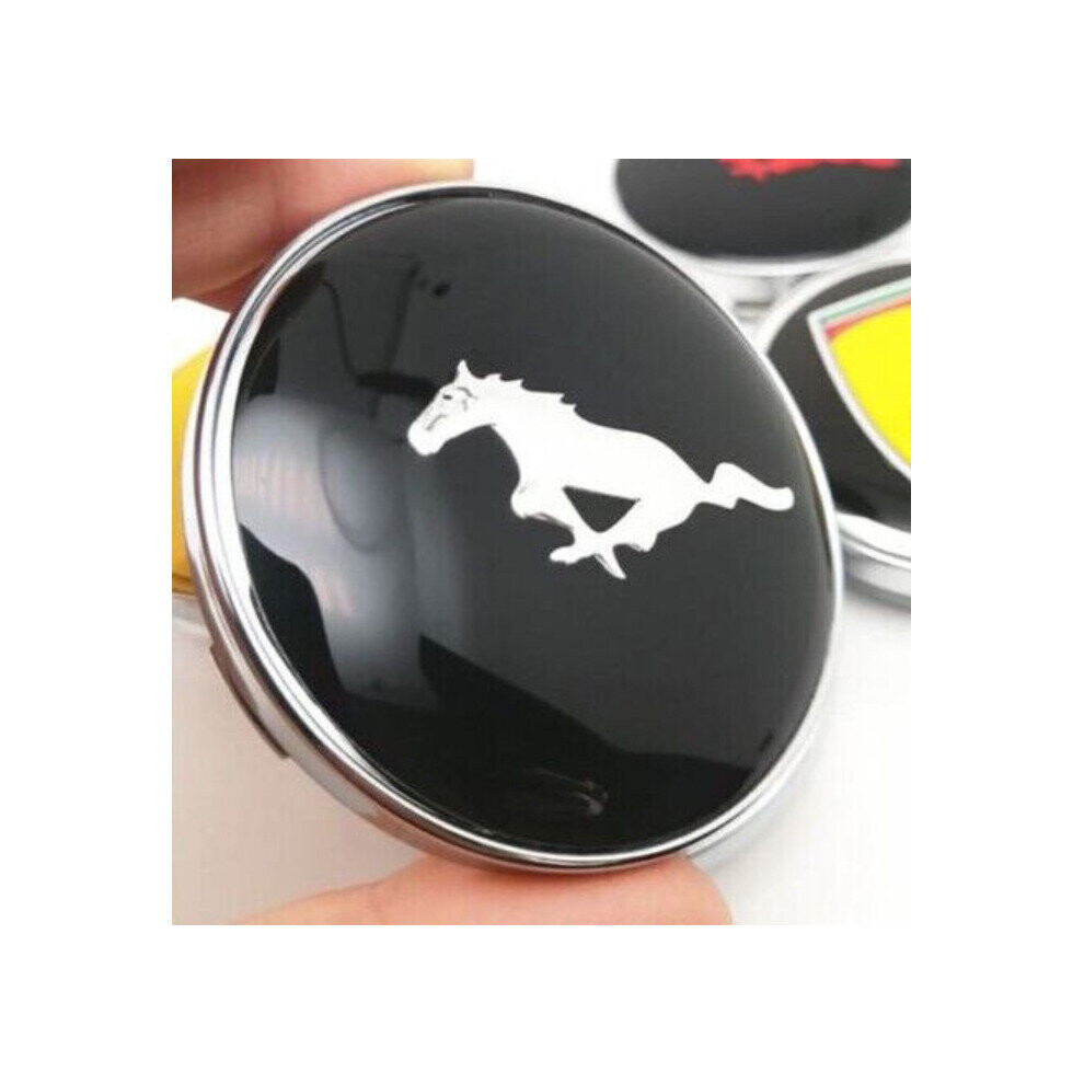 4Pcs 60Mm Wheel Center Hub Caps Emblem Badge For Ford Mustang Black 4754135864223