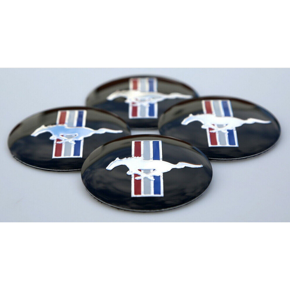 4Pcs Mustang Wheel Center Hub Cap Sticker Decal 2.20" Horse Flag 4754135864247