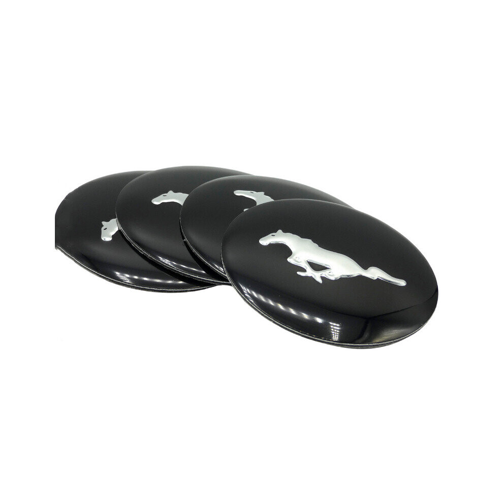 4Pcs Mustang Emblem Badge Wheel Center Hub Cap Sticker Decal 2.20" Silver 4754135864254