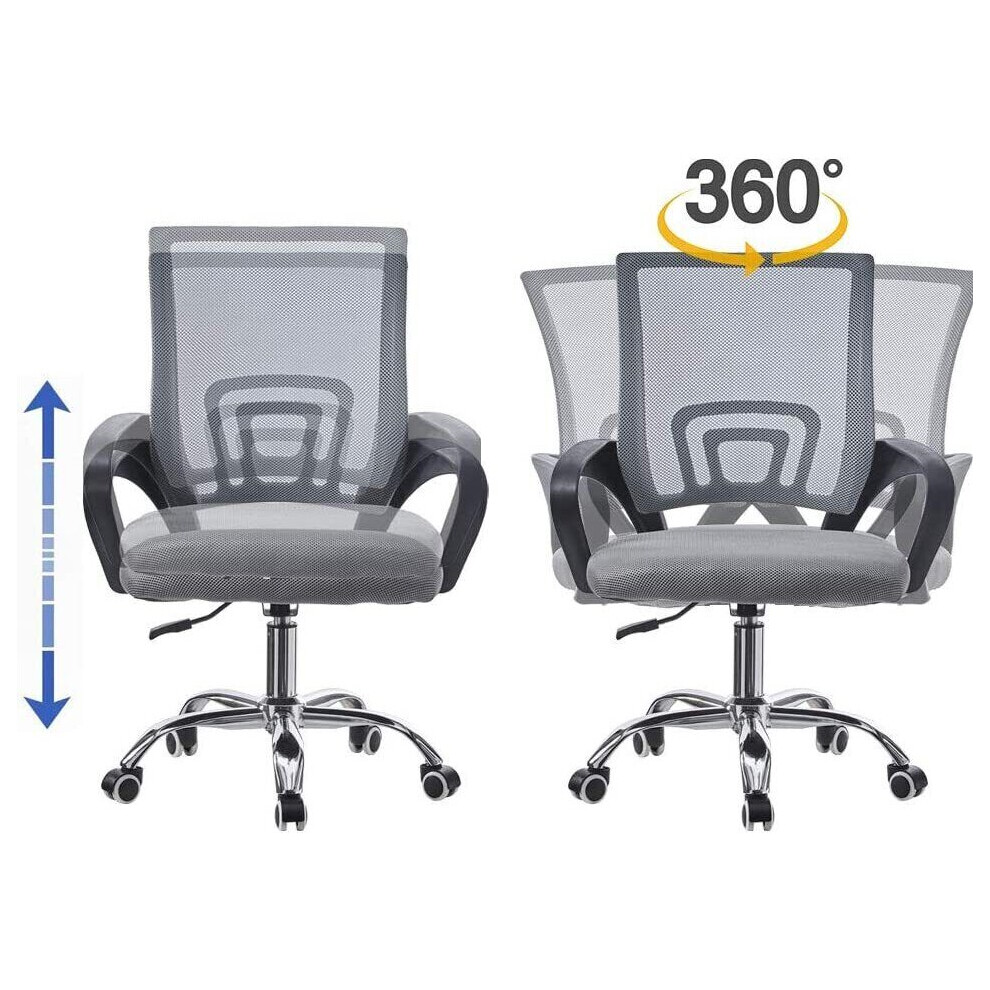 (Grey) Swivel Mesh Ergonomic Home Office Chair Computer