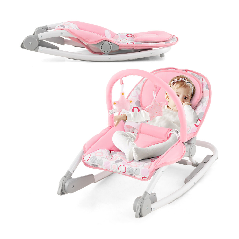 2-In-1 Baby Rocker Portable Infant Bouncer w/ 3 -Level Adjustable Back 