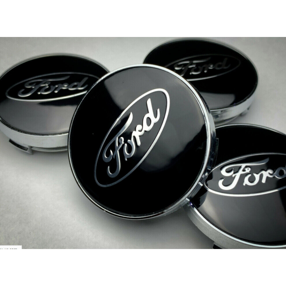 4Pcs 60Mm Wheel Center Caps Covers Emblem Badge For Ford Black 4754135864278