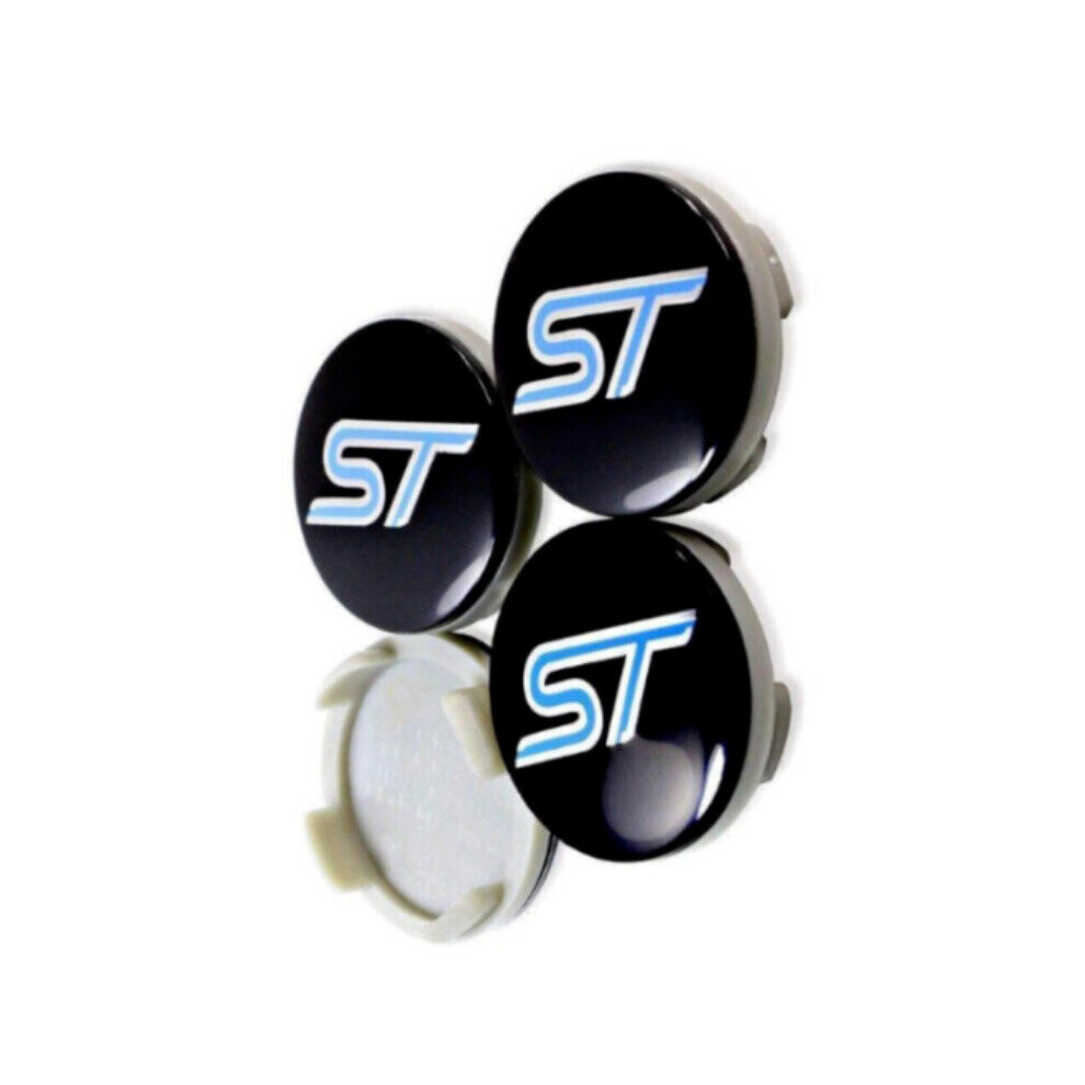 Paktoo 4Pcs 54Mm St Wheel Center Caps Covers Emblem Badge For Ford Blue