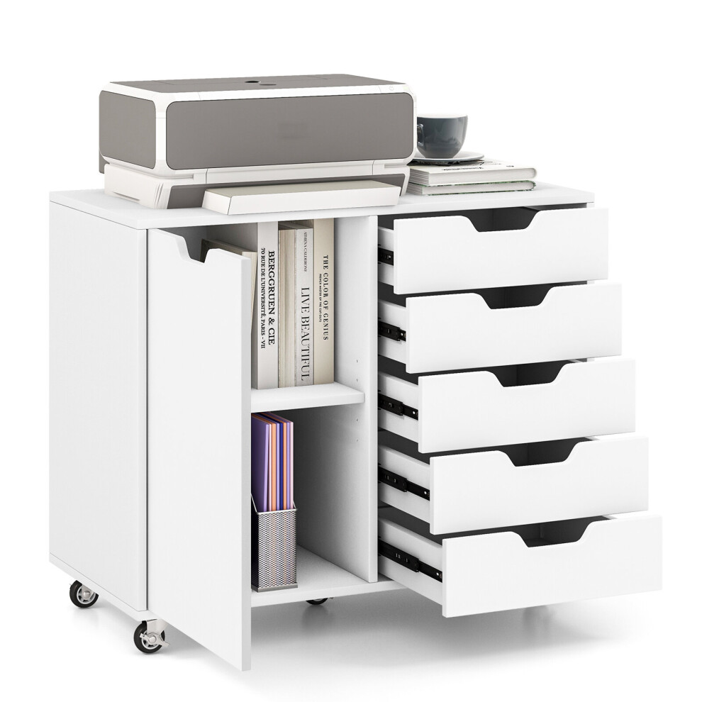 5-Drawer Chest Mobile Chest of Drawers Rolling File Cabinet 5 Casters