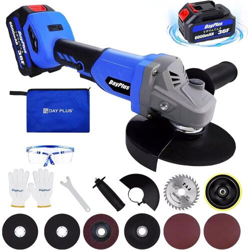 21V Cordless Angle Grinder with Battery and Charger & Disc Kit Power ...