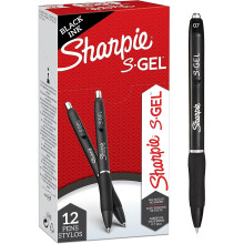 Sharpie S-Gel | Gel Pens | Medium Point (0.7mm) | Black Ink | 12 Count