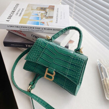 (Green) Designer Luxury Soft Top-Handle Tote Women Alligator Pu Leather Hourglass Handbag Girl Metal Shoulder Messenger Bags