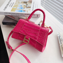 (Rose) Designer Luxury Soft Top-Handle Tote Women Alligator Pu Leather Hourglass Handbag Girl Metal Shoulder Messenger Bags
