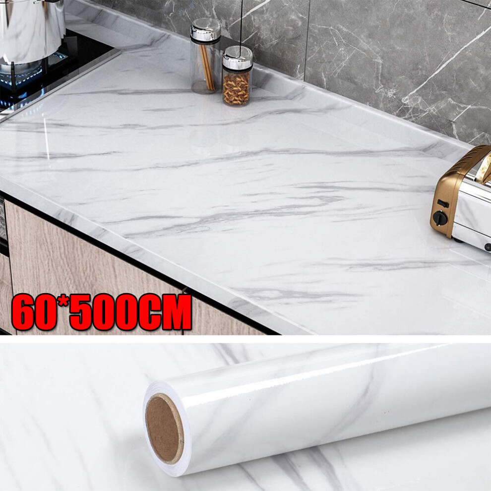 5M Marble Wallpaper Self Adhesive Wall Sticker Cabinet Wrap Oil Proof