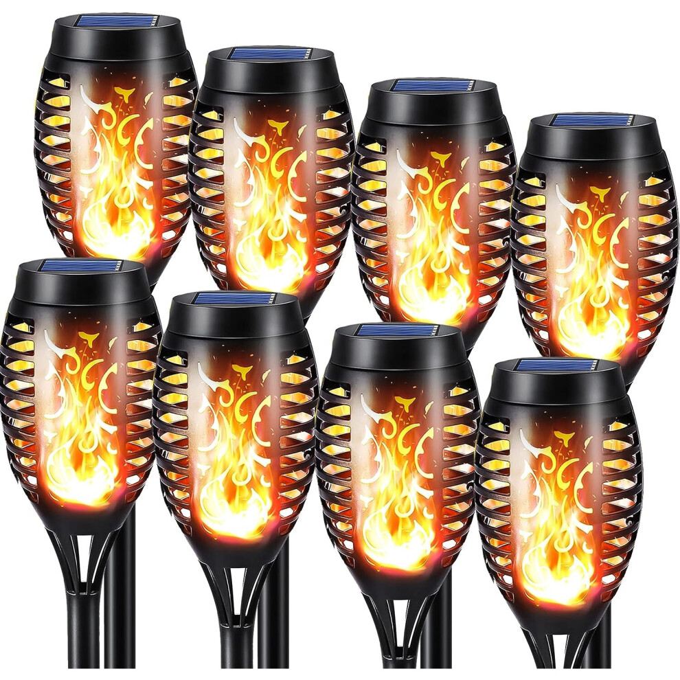 NEXVIN 8 Pack Solar Flickering Dancing Flame Lights Waterproof Solar Torch Lights for Outdoor Garden Patio Pathway Yard Driveway Decorative