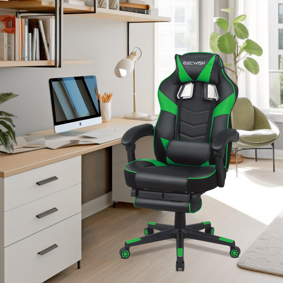 (Green with massage) Executive Computer Gaming Chair Office Recliner UK